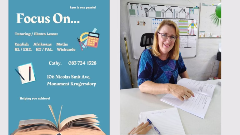 Aunty Cathy at Focus On Aftercare homework centre in West Rand