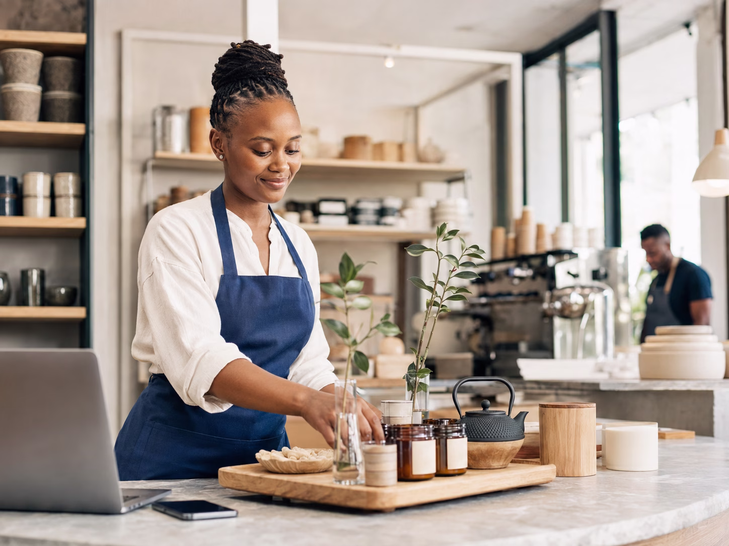 South African business owner managing her local business