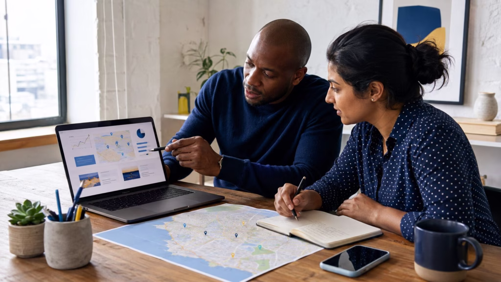 South African business owner reviewing local search performance and website pages